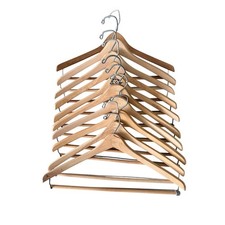 Mixed lot 10 vintage wooden hangers natural finish suits blazers curated closet