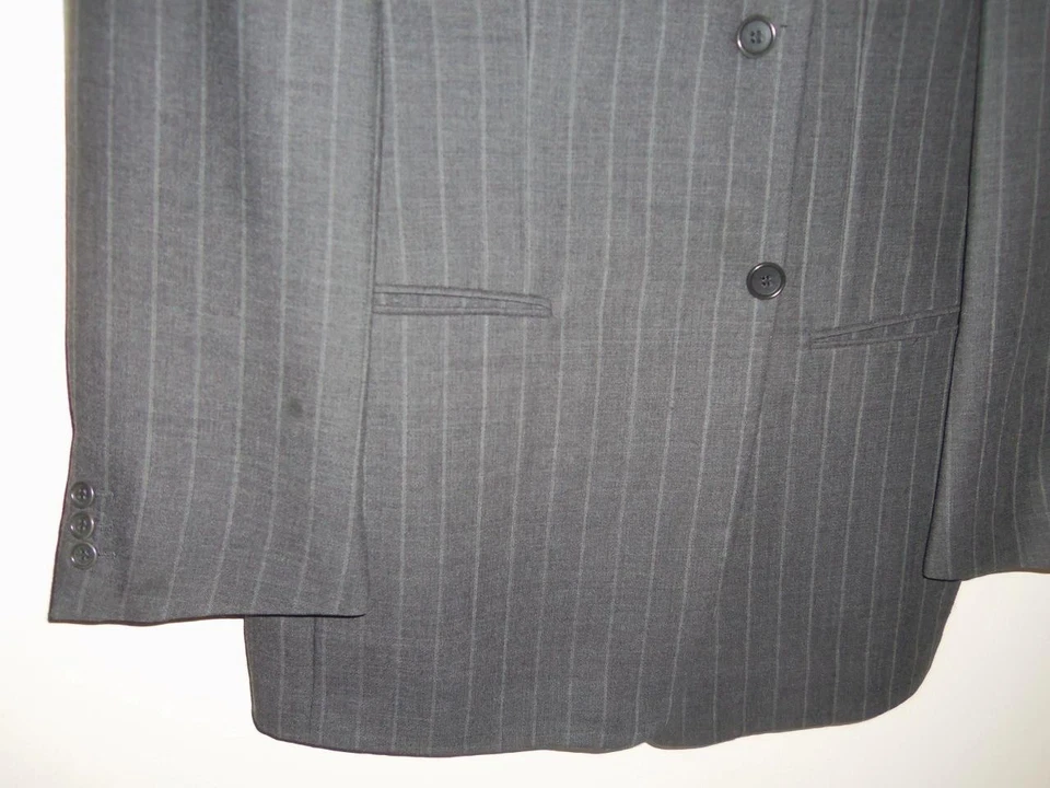 SA157- MINT VESTIMENTA SOFT VIBRANT WOOL DARK GRAY STRIPE ITALIAN SUIT- 42L - Image 3 of 4