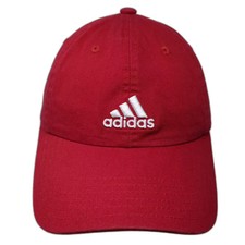 Adidas Baseball Cap Red White OS Slideback Adjustable Embroidered Cotton Hat
