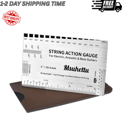 String Action Gauge Ruler, Upgraded Guitar String Height Gauge with Inch & Metri