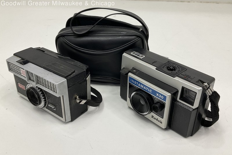 2 Vintage Kodak Instamatic Point & Shoot Film Cameras