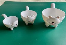 Set of 3 Joie Meow Cat Measuring Cups - White Nesting Cups - Retro Kitchen