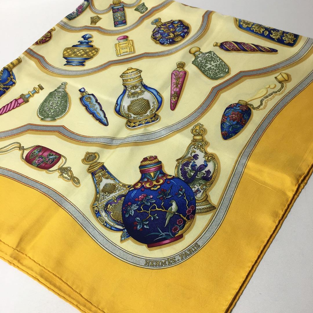 Hermes Carre 90 Silk Scarf Yellow 2506-106 Made in Japan