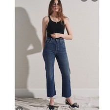 Mother Jeans Rambler Ankle Fray Denim On Duty 28 High Rise Flare Ankle Stretch