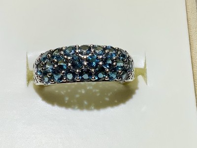 Affinity London Blue Topaz Pave Ring,size 9,set In Sterling Silver TCW 3.05