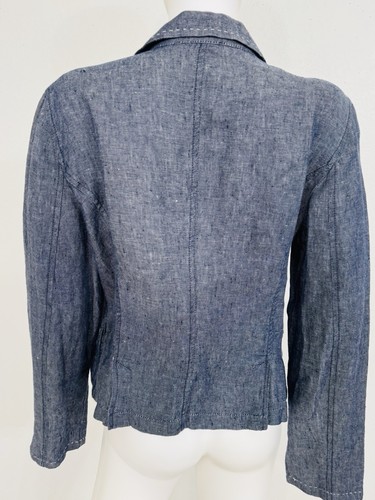 Giorgio Armani Black Label Blue Linen Blazer Jacket IT48 Fits S/Small M - Picture 3 of 8