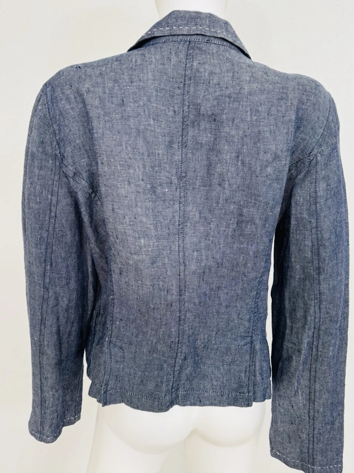 Chaqueta Blazer Giorgio Armani Etiqueta Negra Azul Lino IT48 Se Ajusta a S/Pequeña M Foto 3 de 4