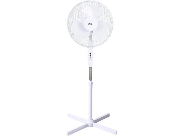 Ventilador de pie - ok. OSF 404523, 45 W, 3 velocidades, 3 aspas, Blanco