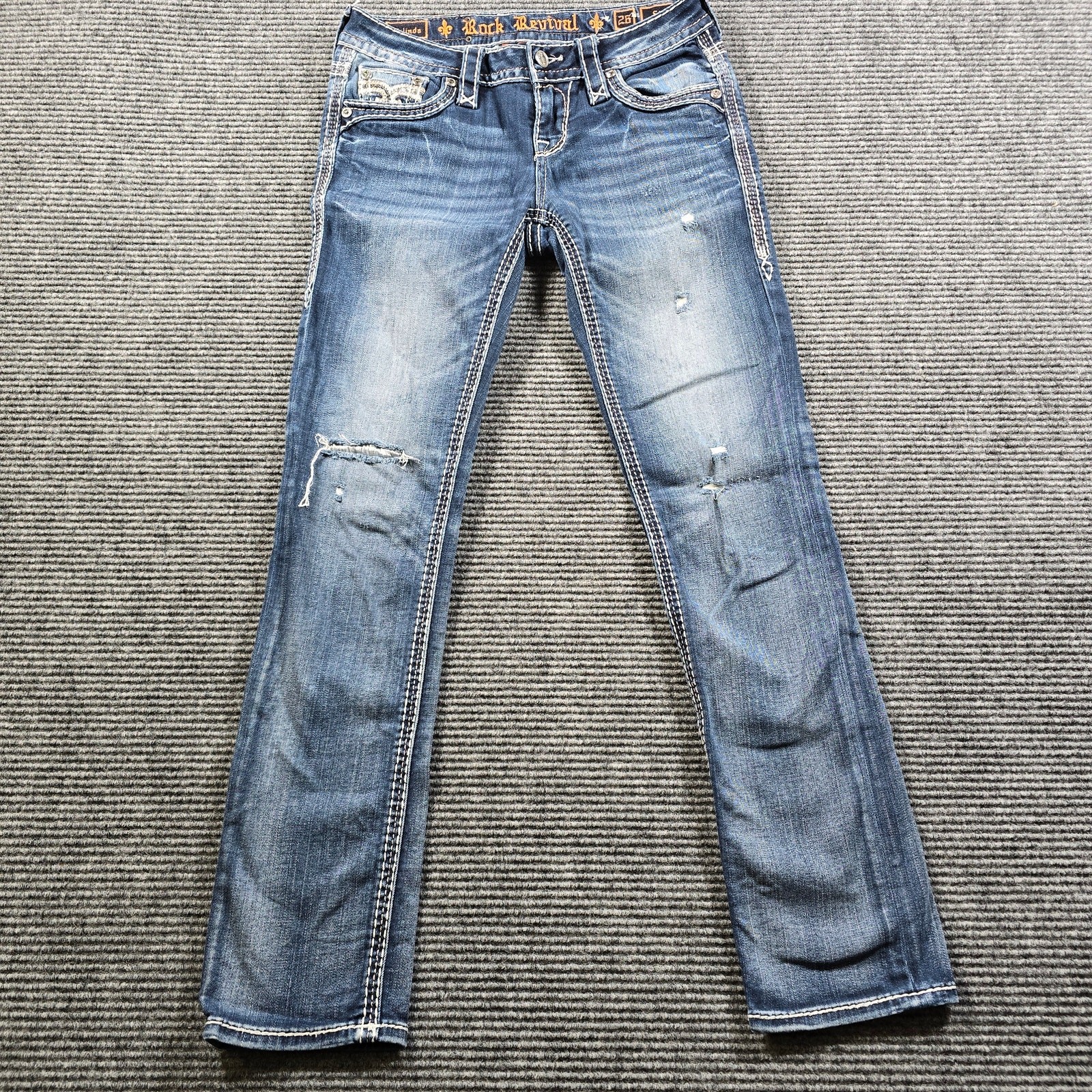 Rock Revival Jeans Women's 26x31 Blue Straight Celinda Distressed