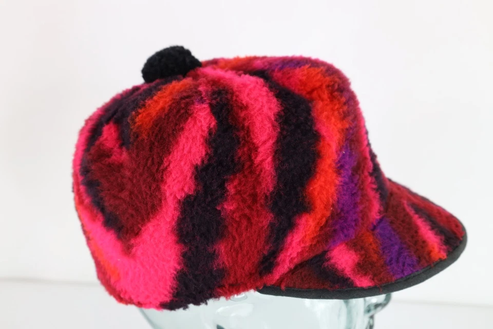 De Colección Años 70 Boho Chic Hippie Peludo Polar Acolchado Pom Ajustado Sombrero Gorra Mujer 7 1/8 EE. UU. Foto 4 de 4