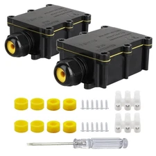 2 Pieces Waterproof IP68 External Junction Box, 2 Way Outdoor Junction Box, U...