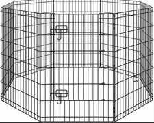 Heavy Duty 8 Panel Metal Dog Playpen Exercise Pen 36.5  Black