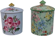 Shelley Melody Floral Lidded Jam/Preserve Jar/Pot x 2