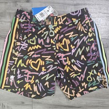 NEW 60 Adidas Originals Love Unites AOP Unisex Doodle Shorts Mens Size Medium