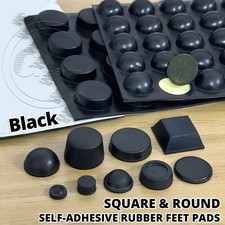 Self-Adhesive Rubber Feet Pads, Square  Round  6mm-33mm, Black - Small  Large