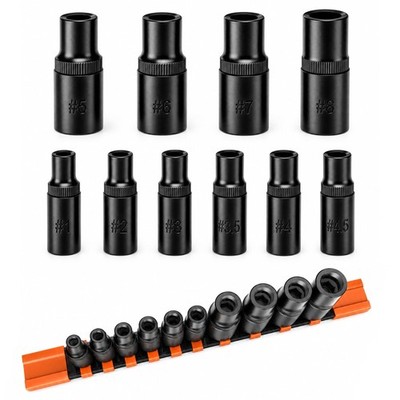 10Pcs Magnetic Tap Socket Set, 1/4'' & 3/8'' Drive Tap Adapter Kit, Thread Tap ...