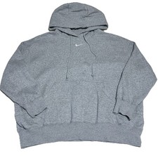 NIKE Center Swoosh Hoodie Mens Large Gray Pullover Fleece Sweatshirt Logo Y2K