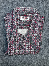 Vtg 90s GUESS Long Sleeve Button Up Shirt Large USA Made Diamond Geometric Print