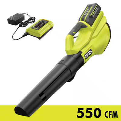 #ad #ad RYOBI 40V 120 MPH 550 CFM Cordless Battery Blower With 4.0 Ah Battery and $72.00