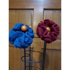 Handmade Elastic Hair Scrunchie Women's Girl Tie Crochet Knit Lot of 2 