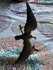 Vtg Brass Eagle on a Branch Sculpture Vintage Bird Statue 10” Wingspan Figure — photo 1