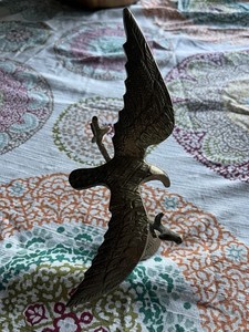 Vtg Brass Eagle on a Branch Sculpture Vintage Bird Statue 10” Wingspan Figure