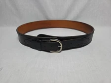 AKER Black Leather Belt B06 2.25"  Nickle Buckle Duty Belt Size 36