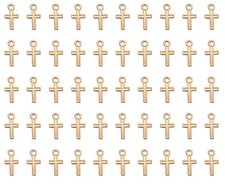 50 Pcs Mini Cross Charm Metal Mini Pendant Beads for Jewelry Making Finding N...
