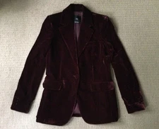 MNG Mango gorgeous burgundy velvet 1 button long jacket NWOT! Women’s S