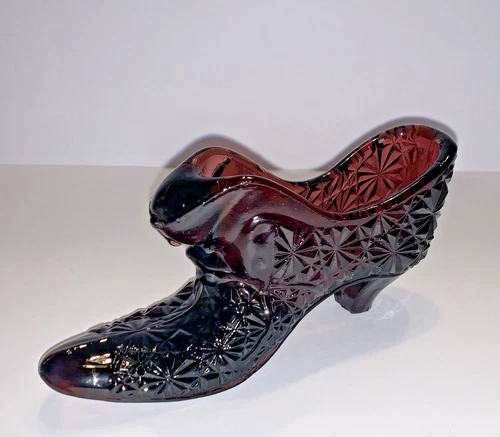 Glass Amethyst Purple Cat Head Slipper Shoe Daisy And Button Tawain