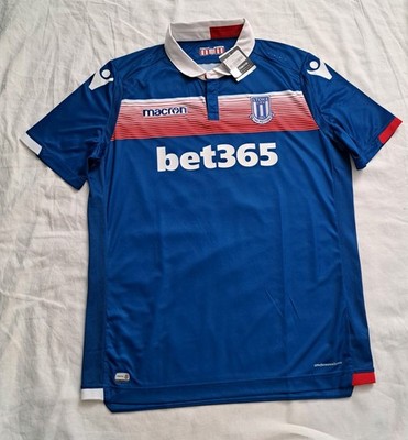 Stoke City 2017/2018 blau Auswärts Fußballtrikot Macron - Größe 2XL 46 Zoll Brustumfang
