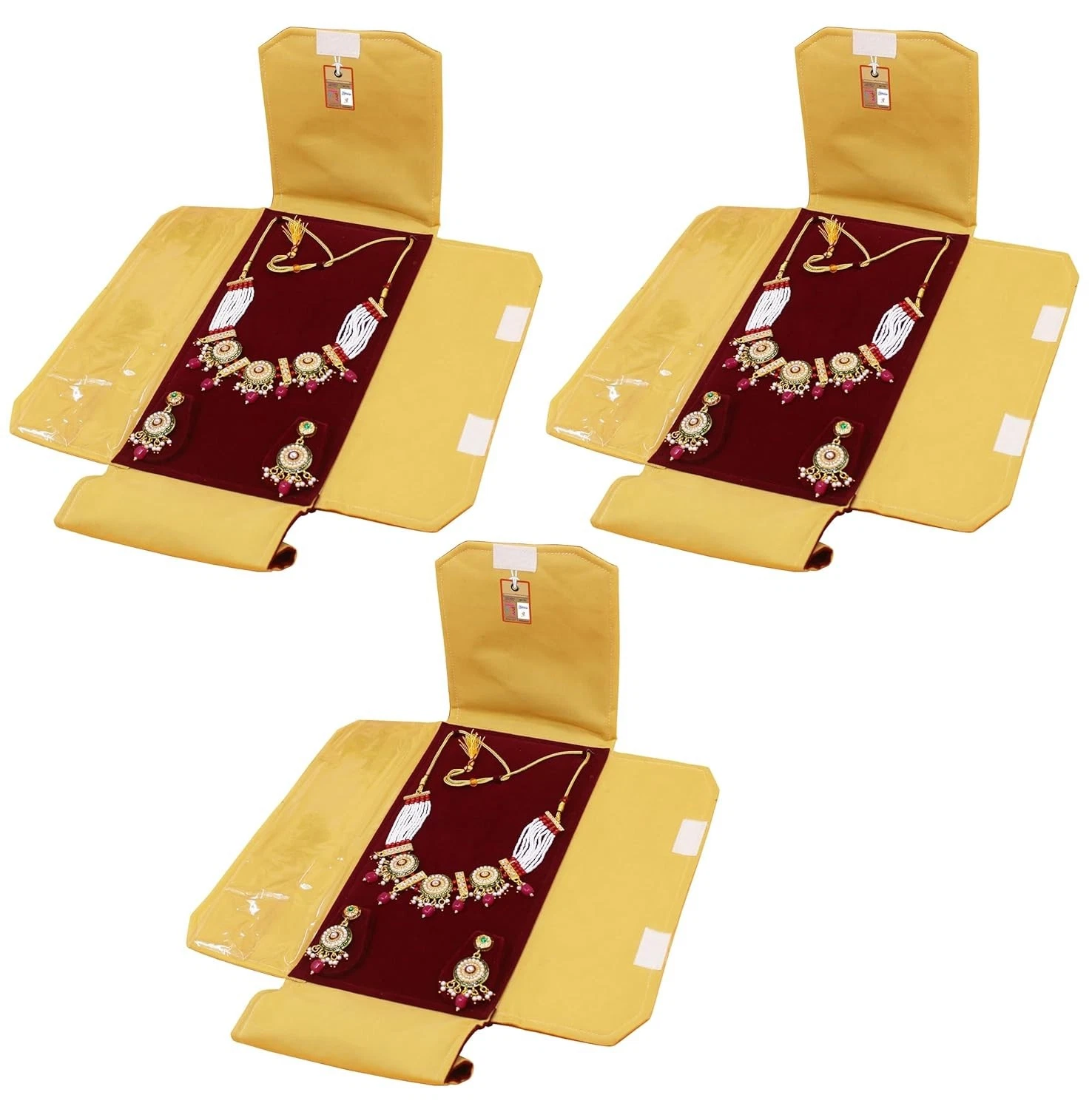 Jewelry Tops Half Set Bag Necklace Earring Organizer Storage Vanity Pouches 3 Pc