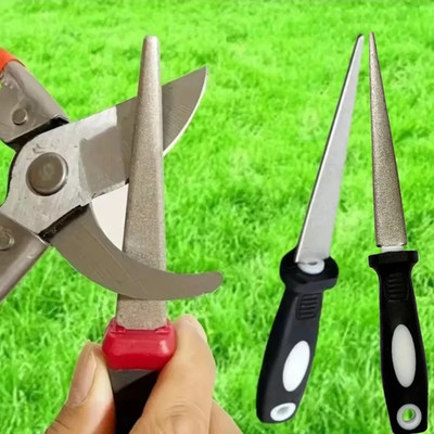 Double-Sided Diamond Sharpener Flat Curved Metal File for Scissors & Garden