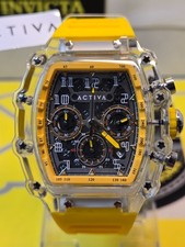 Orologio uomo Invicta Activa X 44,3 mm cassa gialla trasparente con quadrante nero scheletro