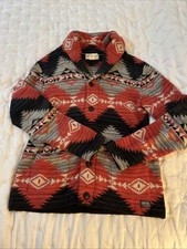 Ralph Lauren Denim & Supply Aztec Southwestern Cardigan Size Medium Red Black