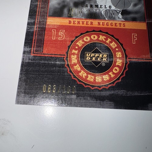 SP /100 CARMELO ANTHONY 2003-04 UD LEGENDS #133 IMPRESSIONS GOLD ROOKIE SP - Picture 4 of 6