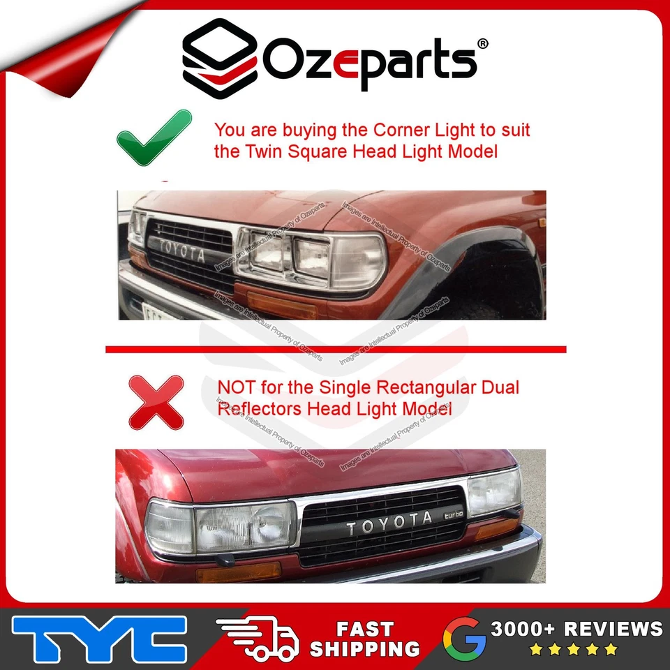 Pair LH+RH Corner Light Lamp Chrome For Toyota Landcruiser 80 Series GXL 90~98 - Image 2 of 4