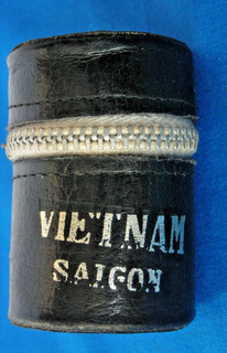 VINTAGE SAIGON VIETNAM BLACK 35mm FILM CASE CANISTER HOLDER WITH ZIPPER