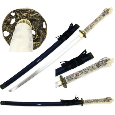 Musha Blue Seiryu Highlander Style Hand Forged Dragon Samurai Katana Sword