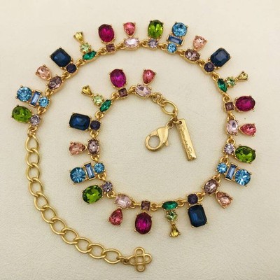 Oscar de la renta Luxus farbige Geometrie Kristall Halskette Kette 36+10cm NEU