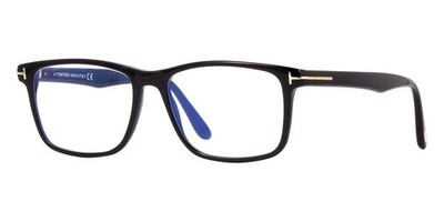 Tom Ford Brille TF5752-B 001 Schwarz Gestell Blau Kontrollgläser Glasses 55-16-145
