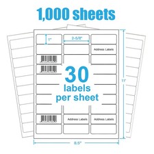 1 x 2 5/8 30000 Address Blank Shipping Self Adhesive Labels 2.625" x 1" 30UP