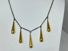 Unusual Vintage Signed SORELLI 5 Tier Gold Tone Drop Necklace