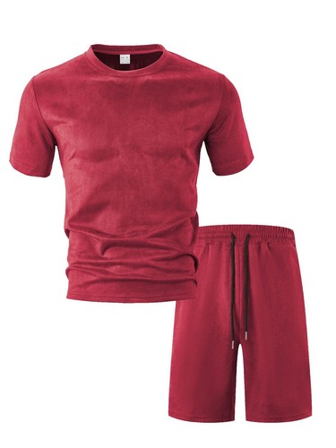 Completo uomo estivo set 2 pezzi maglietta maniche corte e pantaloncini felpa set - Foto 7 di 17