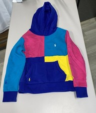 Polo Ralph Lauren Hoodie Small 8 Youth Colorblock Pullover Vintage 90s Style