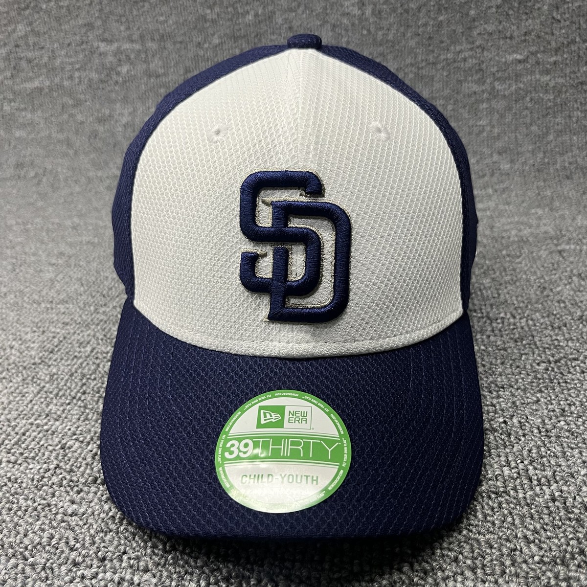 New Era San Diego Padres 39THIRTY Youth Hat Navy White Diamond Era Stretch Fit
