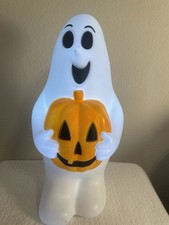 Hyde And Eek 14 Blow Mold Light Up Ghost With Jack O Lantern, AAA INCLUDED