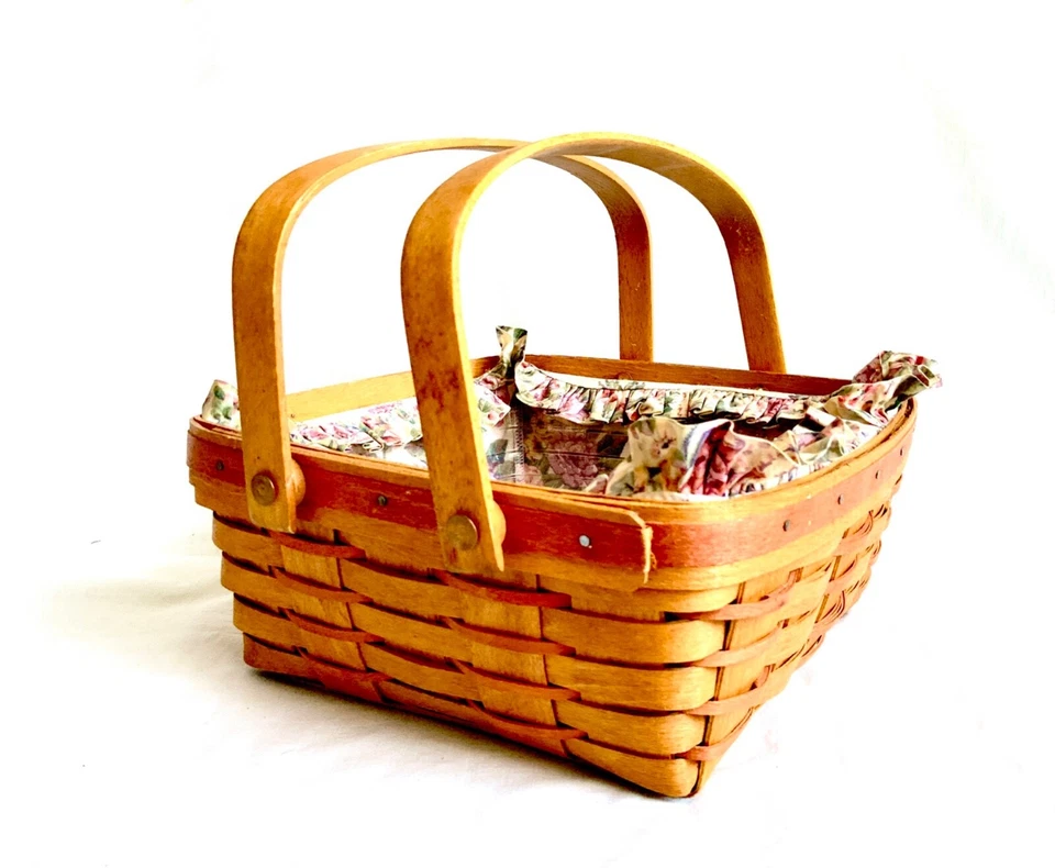 Longaberger 1992 Mothers Day Basket+Liner+Protector 10.5”x10.5”x4.5” Vintage - Image 3 of 4