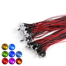 3mm 5mm Prewired LED Diode Light Red Yellow Blue Green White Pink Purple 5-12V