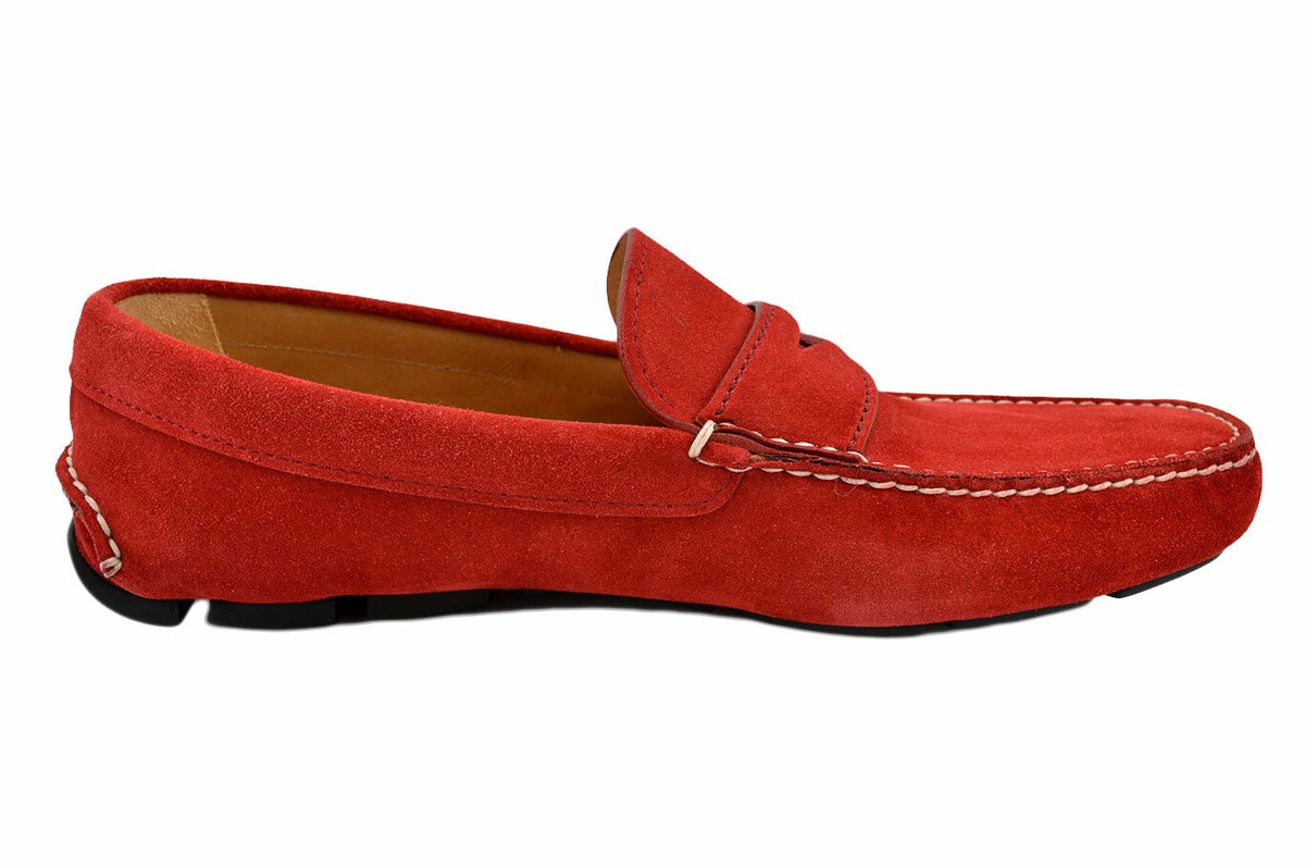$650 PRADA Red Suede Driving Moccasins Casual Loafers Men display picture 3